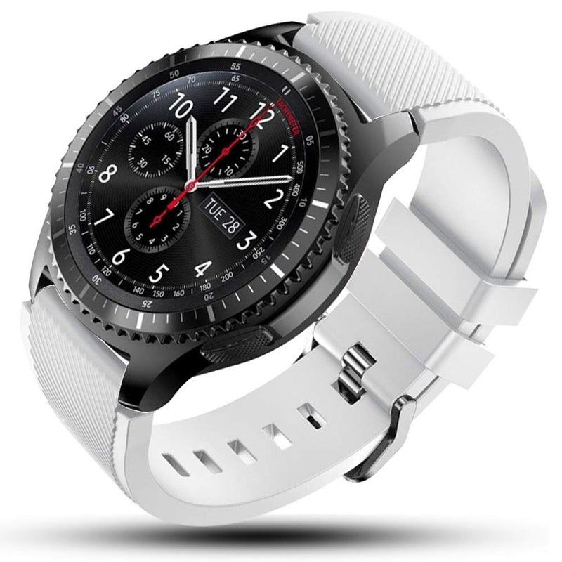 FanTEK Band for Galaxy Watch 3 45mm / Galaxy Watch 46mm / Gear S3 Watch, 22mm Silicone Sport Quick Release Replacement Strap for Moto 360 2nd Gen 46mm/ Pebble Time Steel Smart Watch, White - Image 2